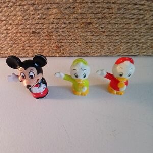Disney Mickey and Friends Mini Figures - Red, Yellow, Green VINTAGE PENCIL TOPPE